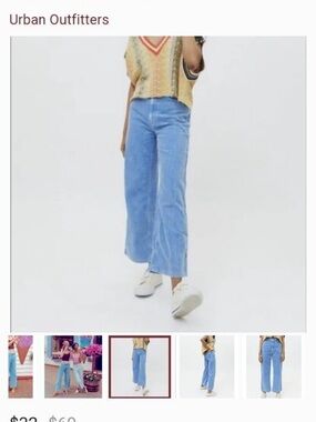 Urban Outfitters Sky Blue Wide-Leg Cropped Jeans